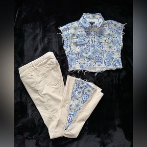 Never Worn Cream Stretch Corduroy Flare Pant Size 4